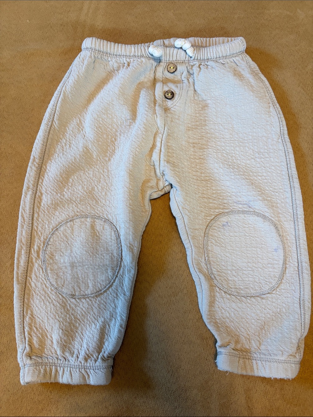 Zara Cream Quilted Joggers with Knee Circles